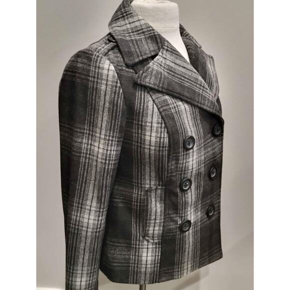 Old Navy Classic Plaid Pea Coat Jacket Women's Small - Picture 6 of 10